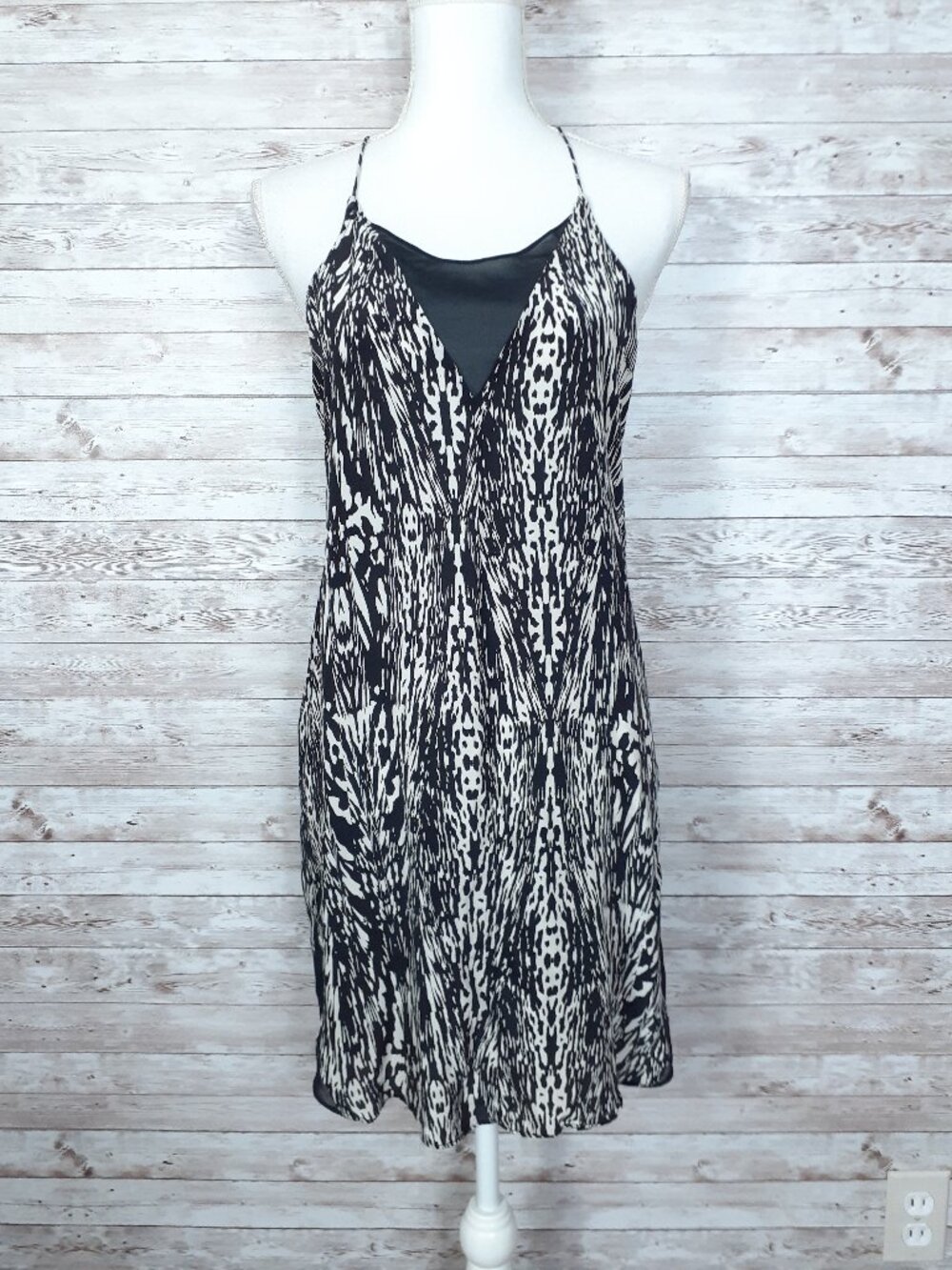 Trouve Womens Silk Dress M Sleeveless Racer Back Sheer Cutouts 974A